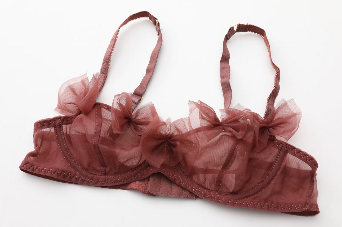 Burgundy Elegance Sheer Lace Bows Lingerie Set