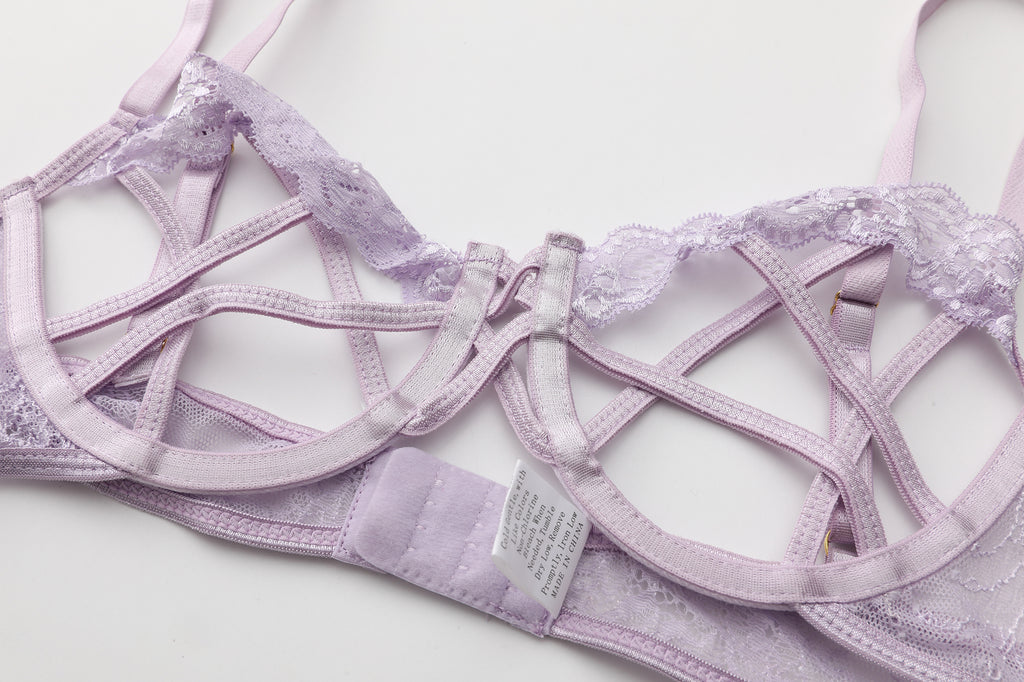 Lavender Whisper Lace Trim Lingerie Set