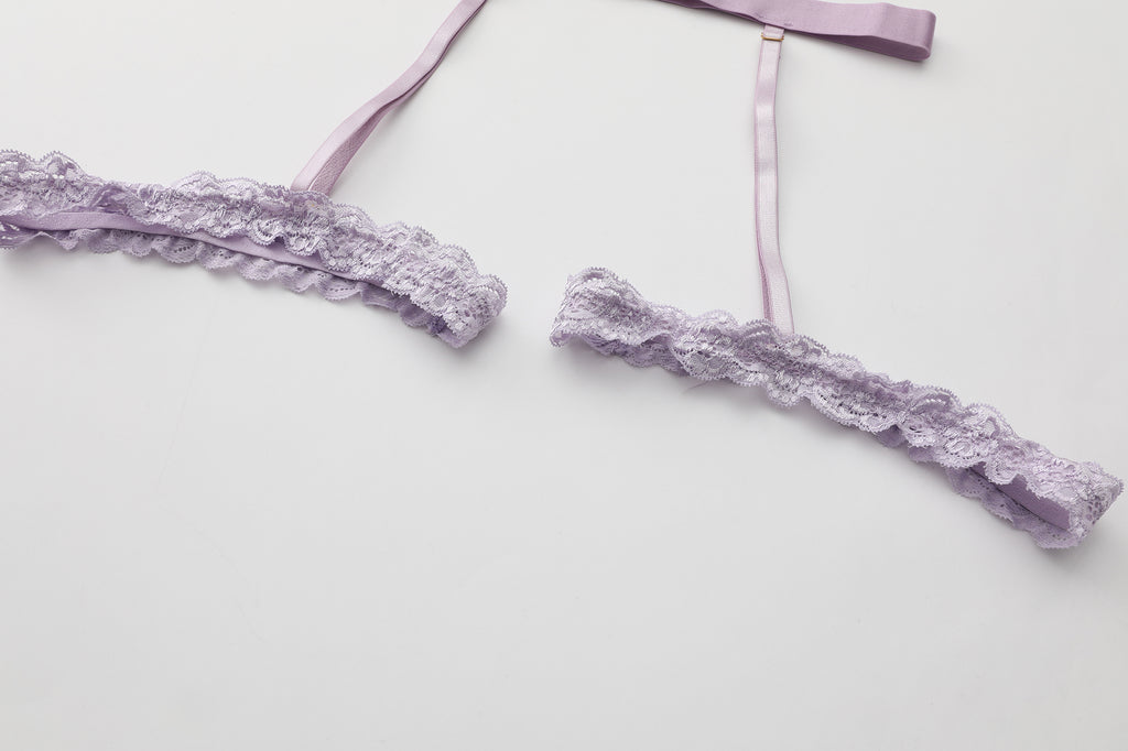 Lavender Whisper Lace Trim Lingerie Set