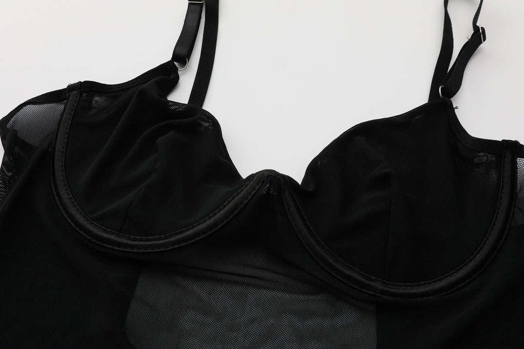 Black Eclipse Sheer Bodysuit Set