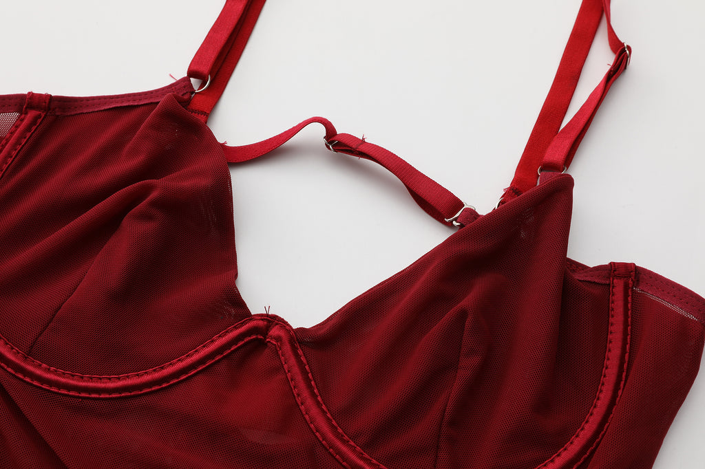 Rouge Radiance Red Sheet Bodysuit Ensemble