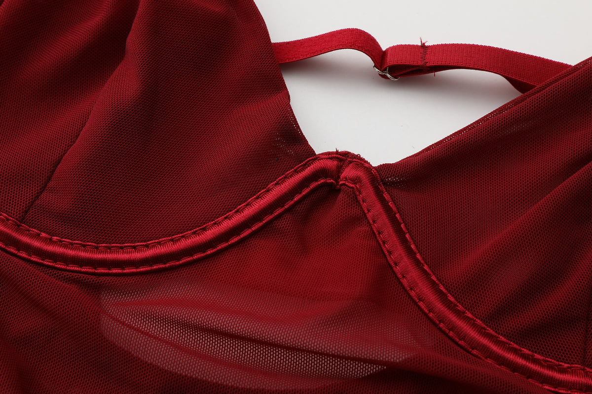 Rouge Radiance Red Sheet Bodysuit Ensemble