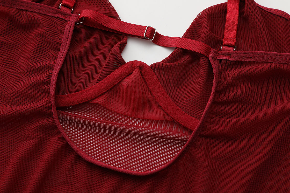 Rouge Radiance Red Sheet Bodysuit Ensemble