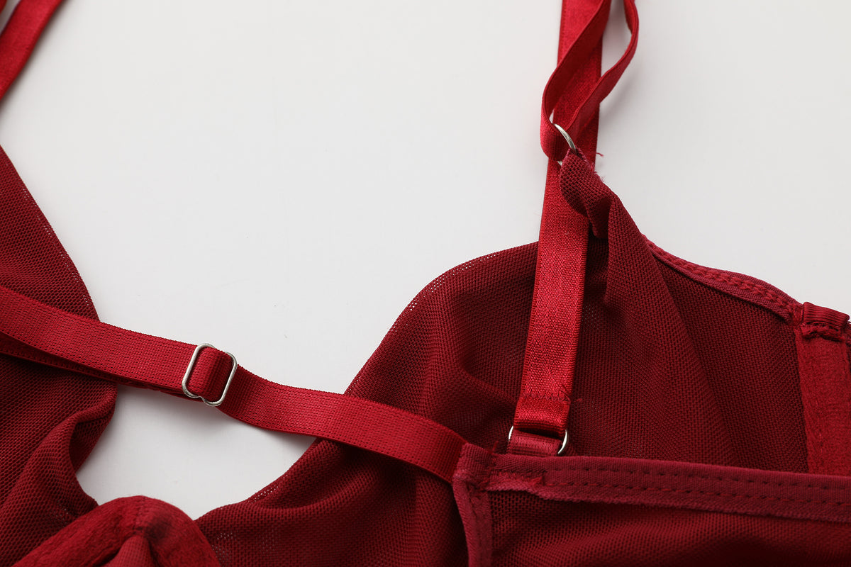 Rouge Radiance Red Sheet Bodysuit Ensemble
