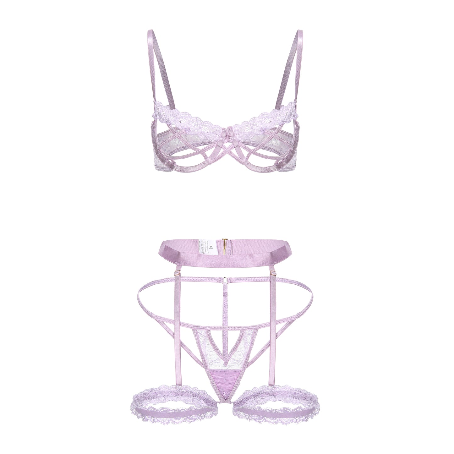Lavender Whisper Lace Trim Lingerie Set