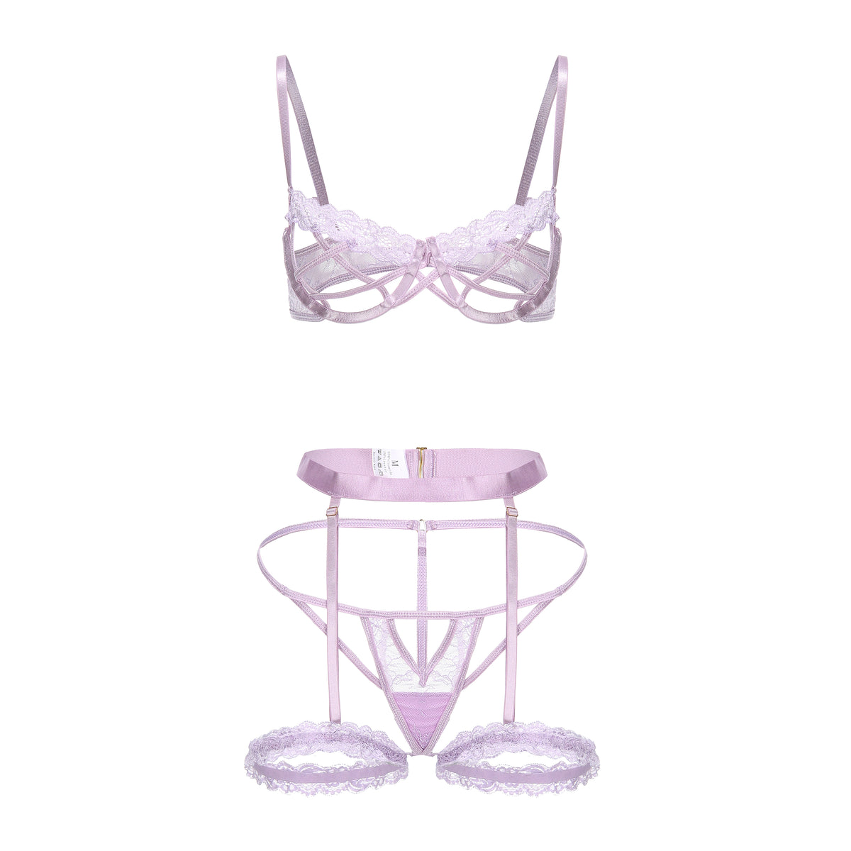 Lavender Whisper Lace Trim Lingerie Set