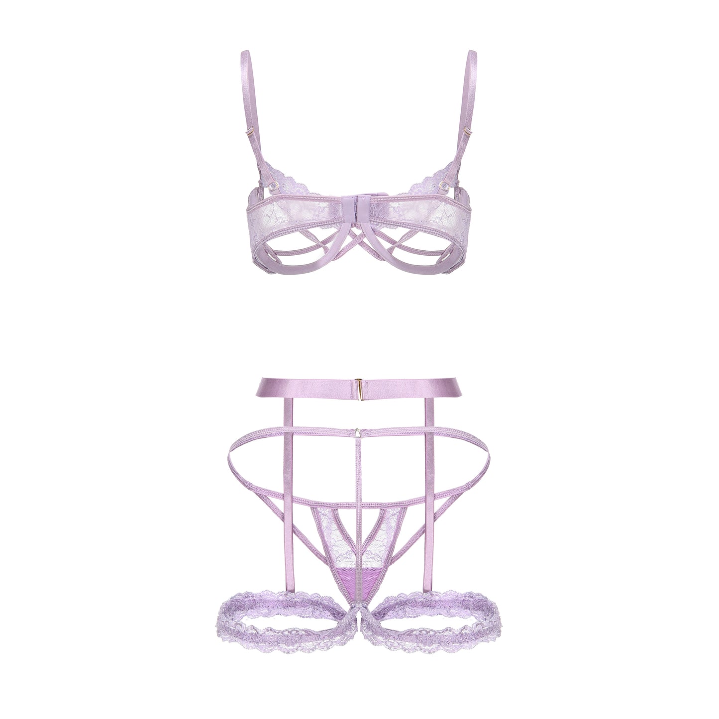 Lavender Whisper Lace Trim Lingerie Set