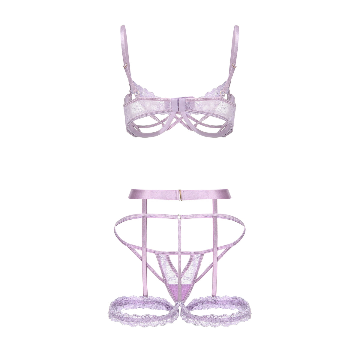 Lavender Whisper Lace Trim Lingerie Set