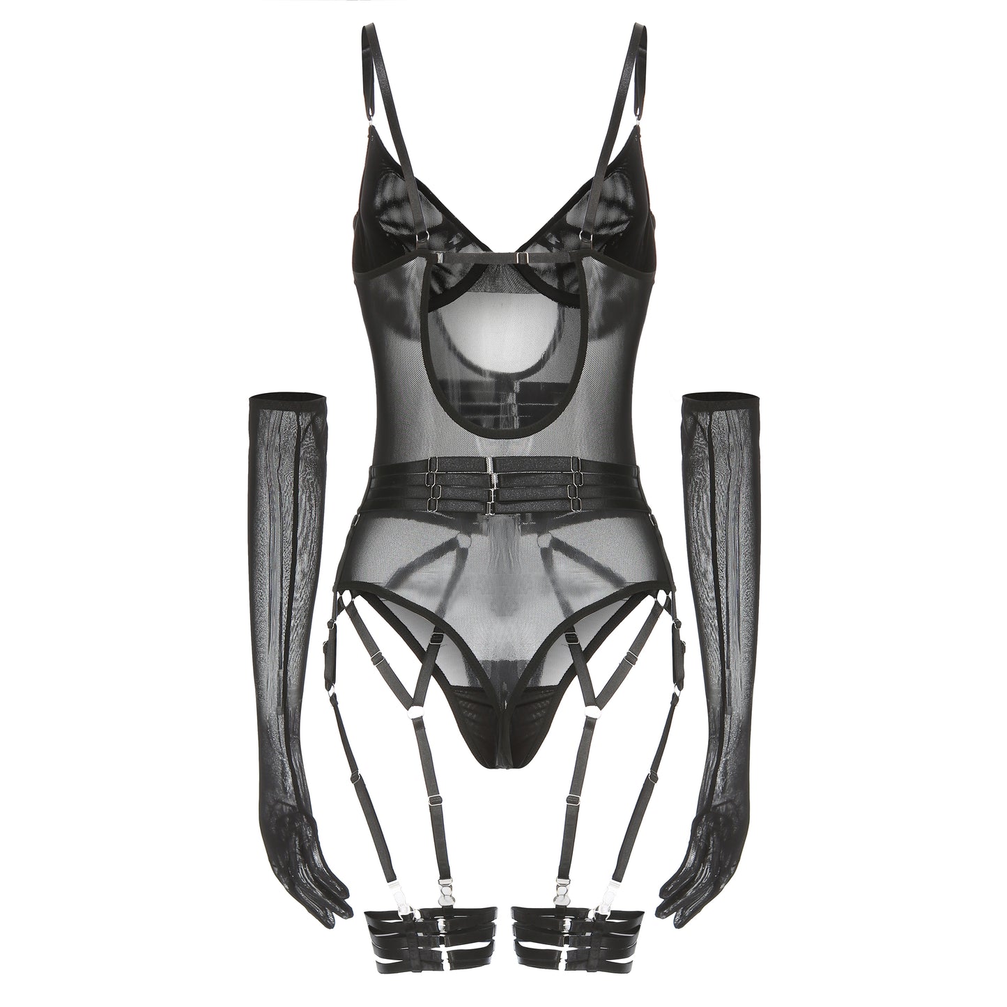 Black Eclipse Sheer Bodysuit Set