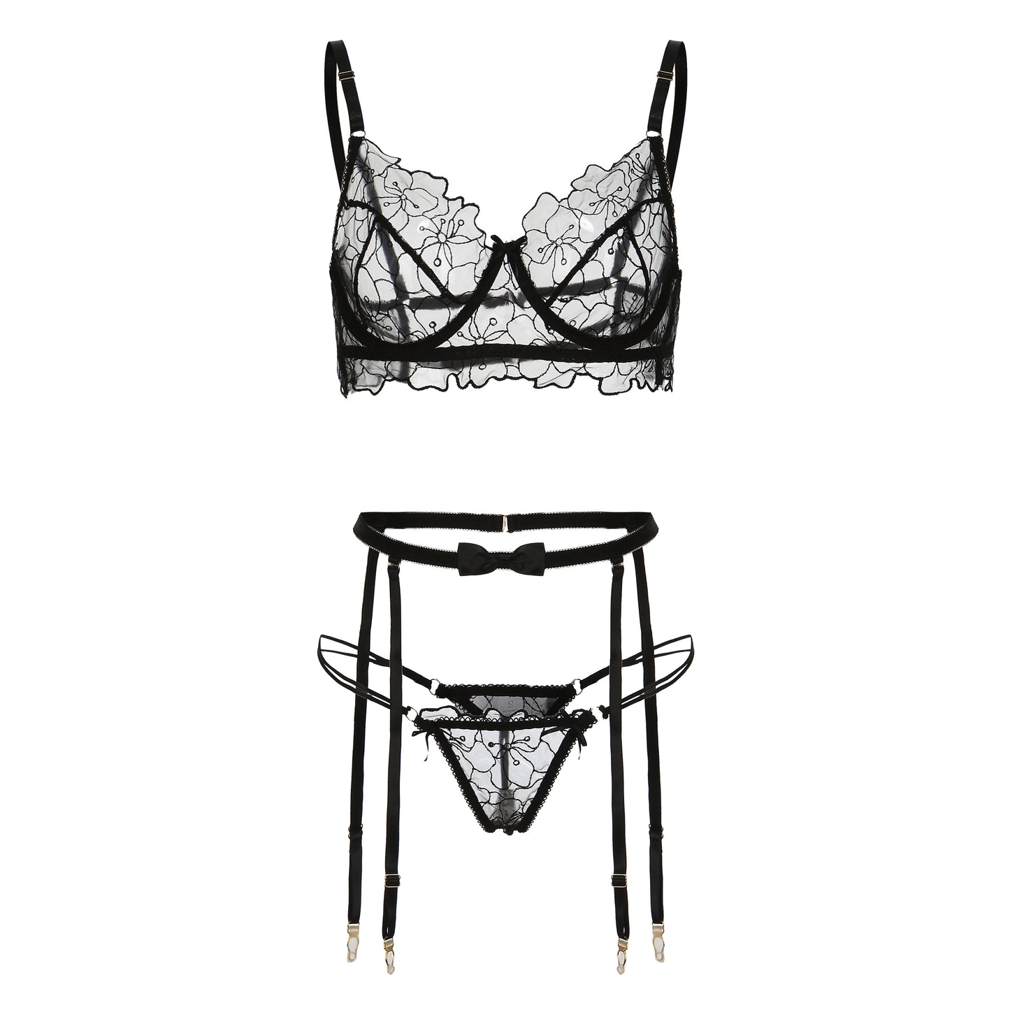 Daphne's Enchanting Floral Lace Lingerie Set