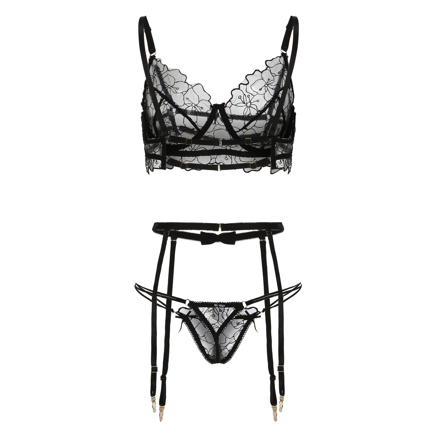 Daphne's Enchanting Floral Lace Lingerie Set