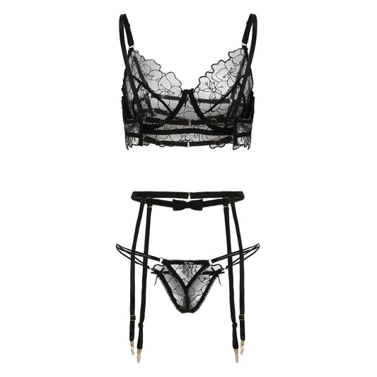 Daphne's Enchanting Floral Lace Lingerie Set