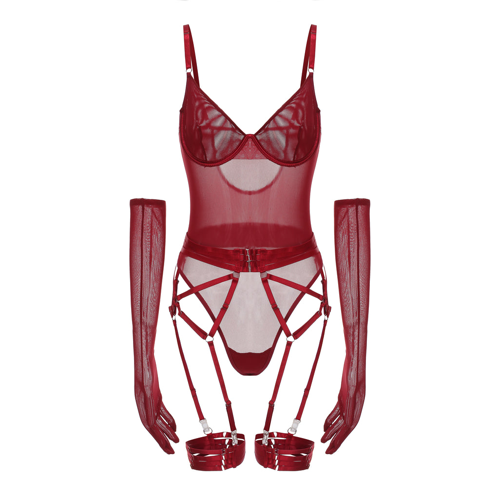 Rouge Radiance Red Sheet Bodysuit Ensemble