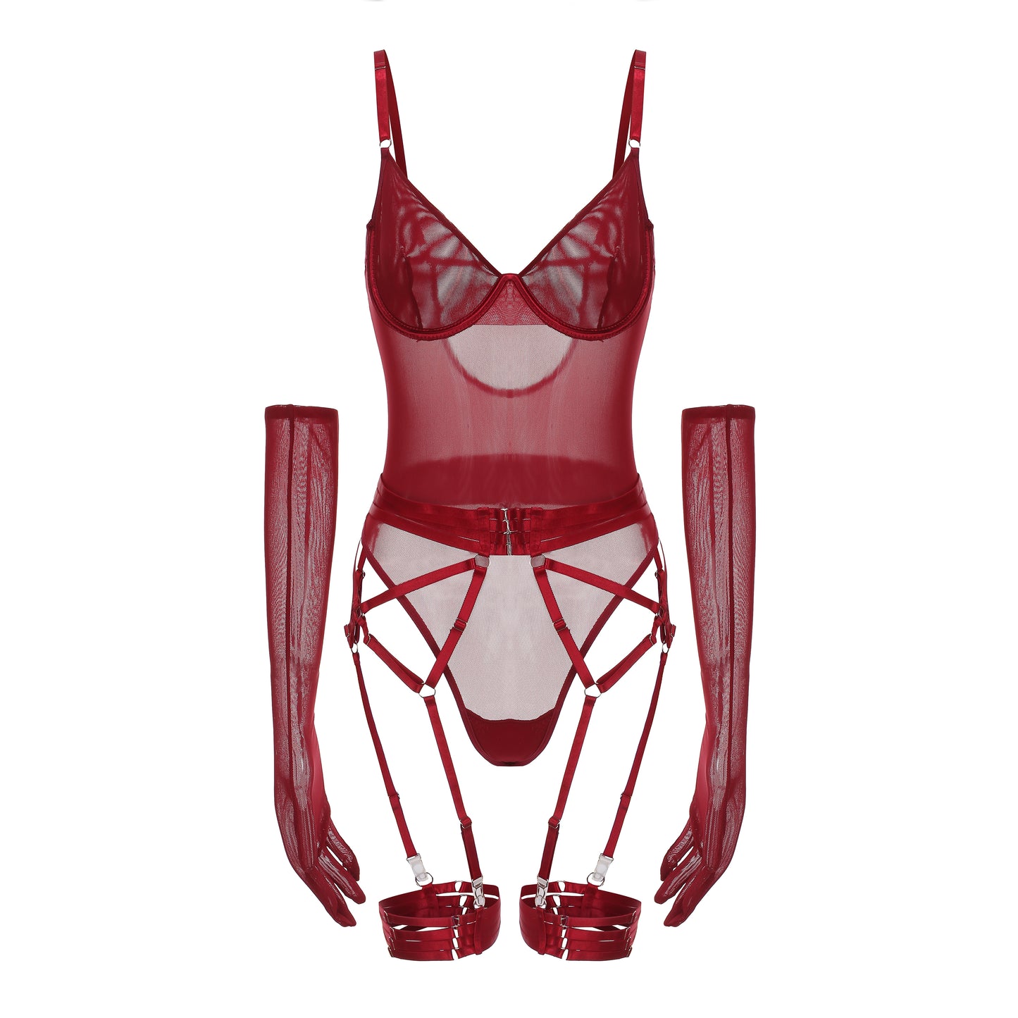 Rouge Radiance Red Sheet Bodysuit Ensemble