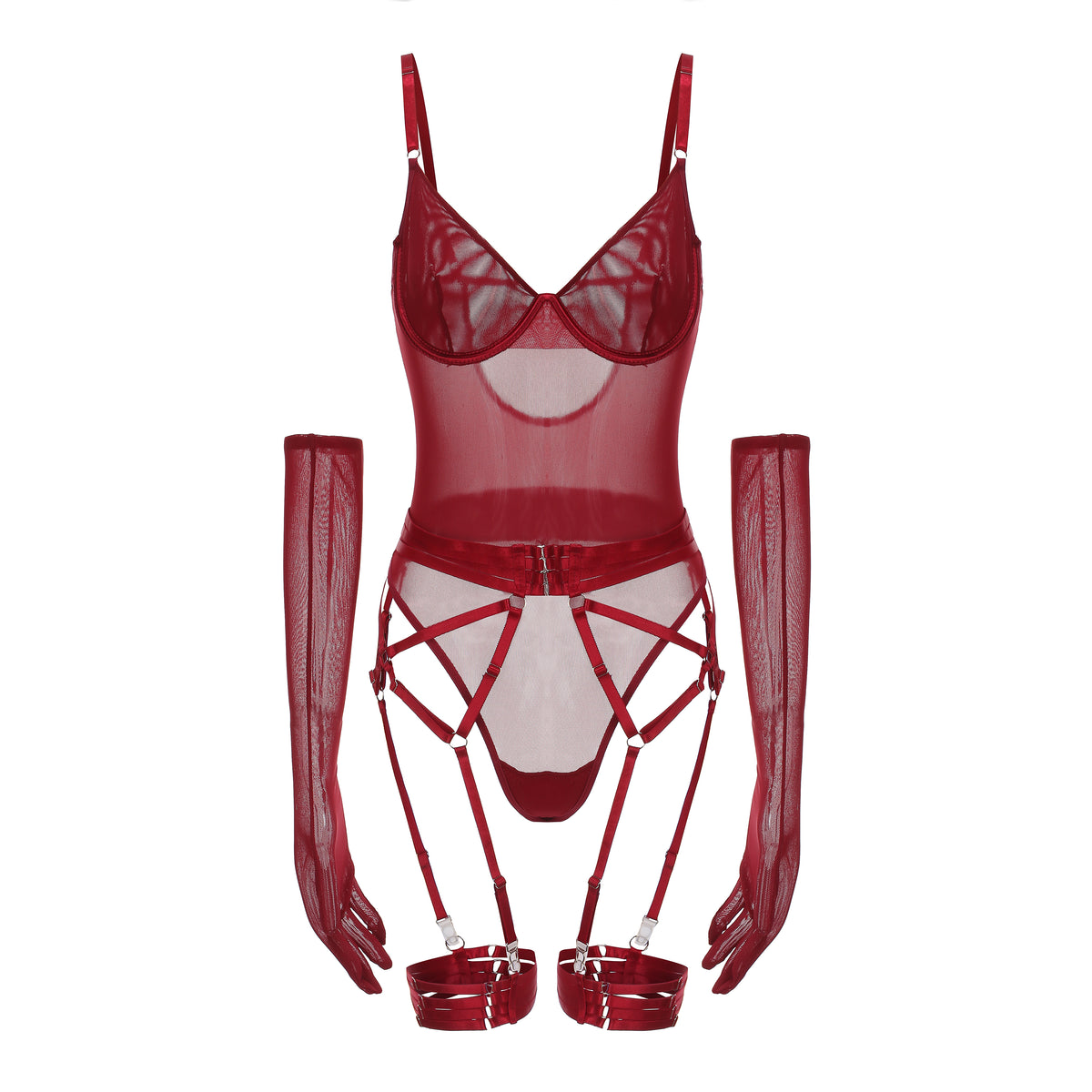 Rouge Radiance Red Sheet Bodysuit Ensemble