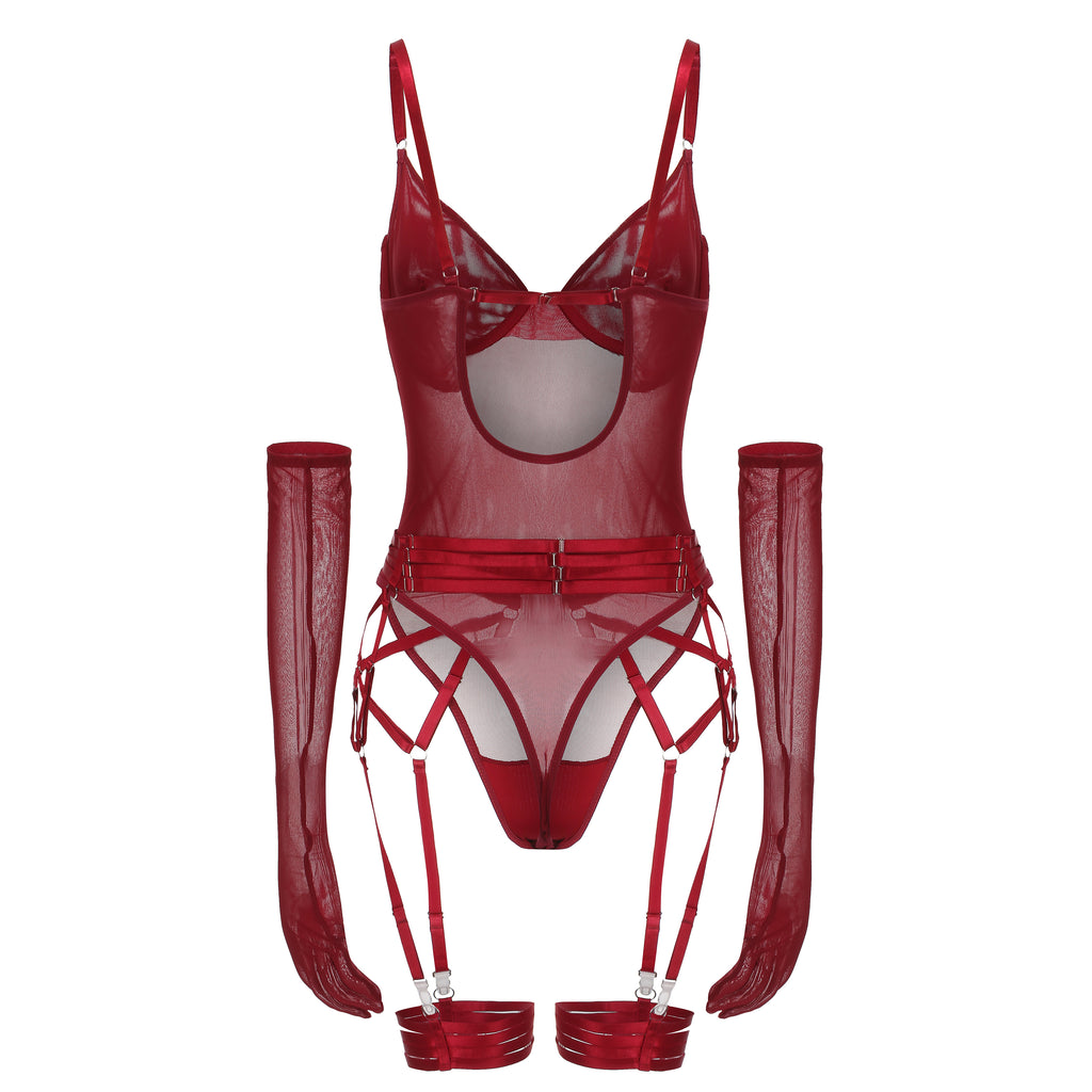 Rouge Radiance Red Sheet Bodysuit Ensemble