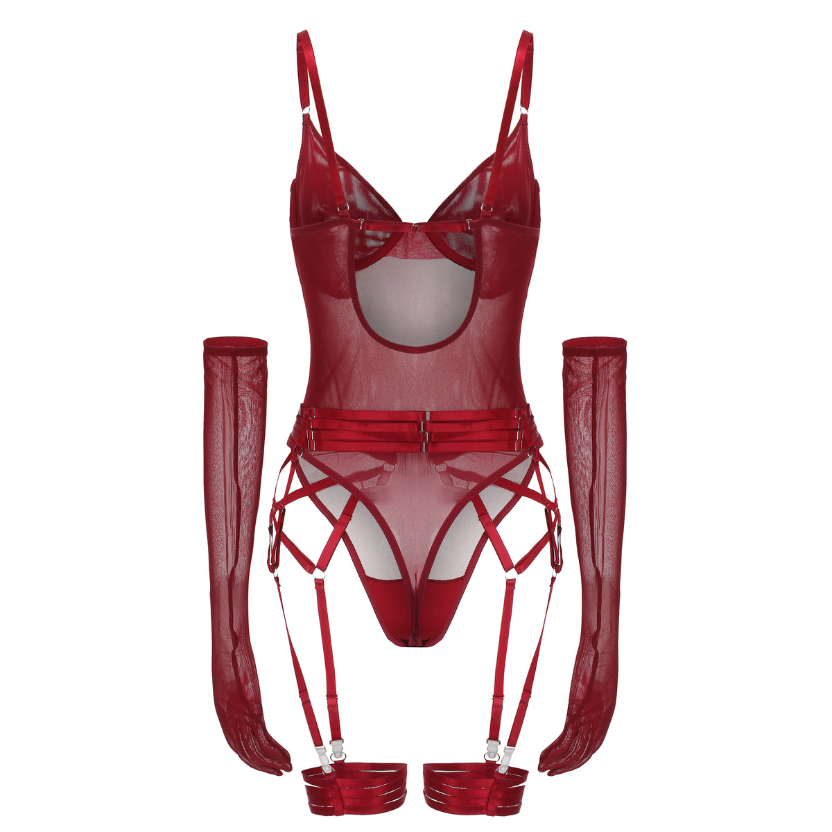 Rouge Radiance Red Sheet Bodysuit Ensemble