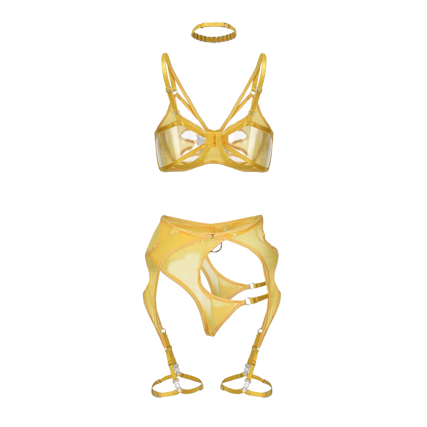 Butterfly Kiss Yellow Sheer Lingerie Set