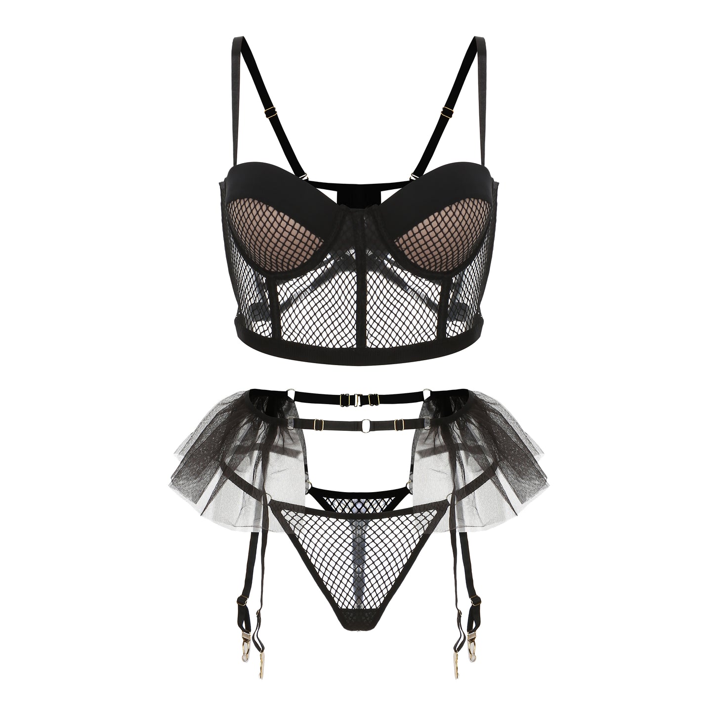 Tessa's Playful Mesh and Tutu Lingerie Set