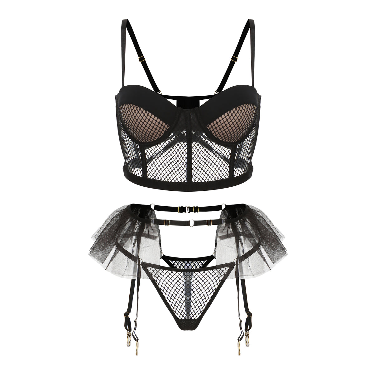 Tessa's Playful Mesh and Tutu Lingerie Set