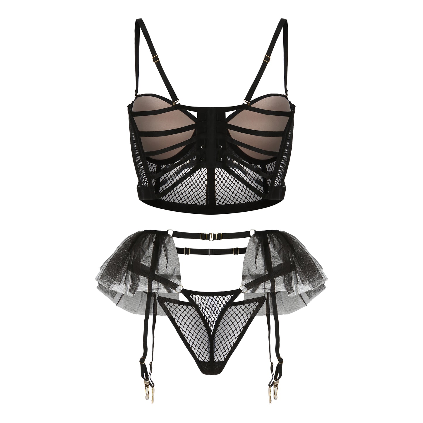 Tessa's Playful Mesh and Tutu Lingerie Set