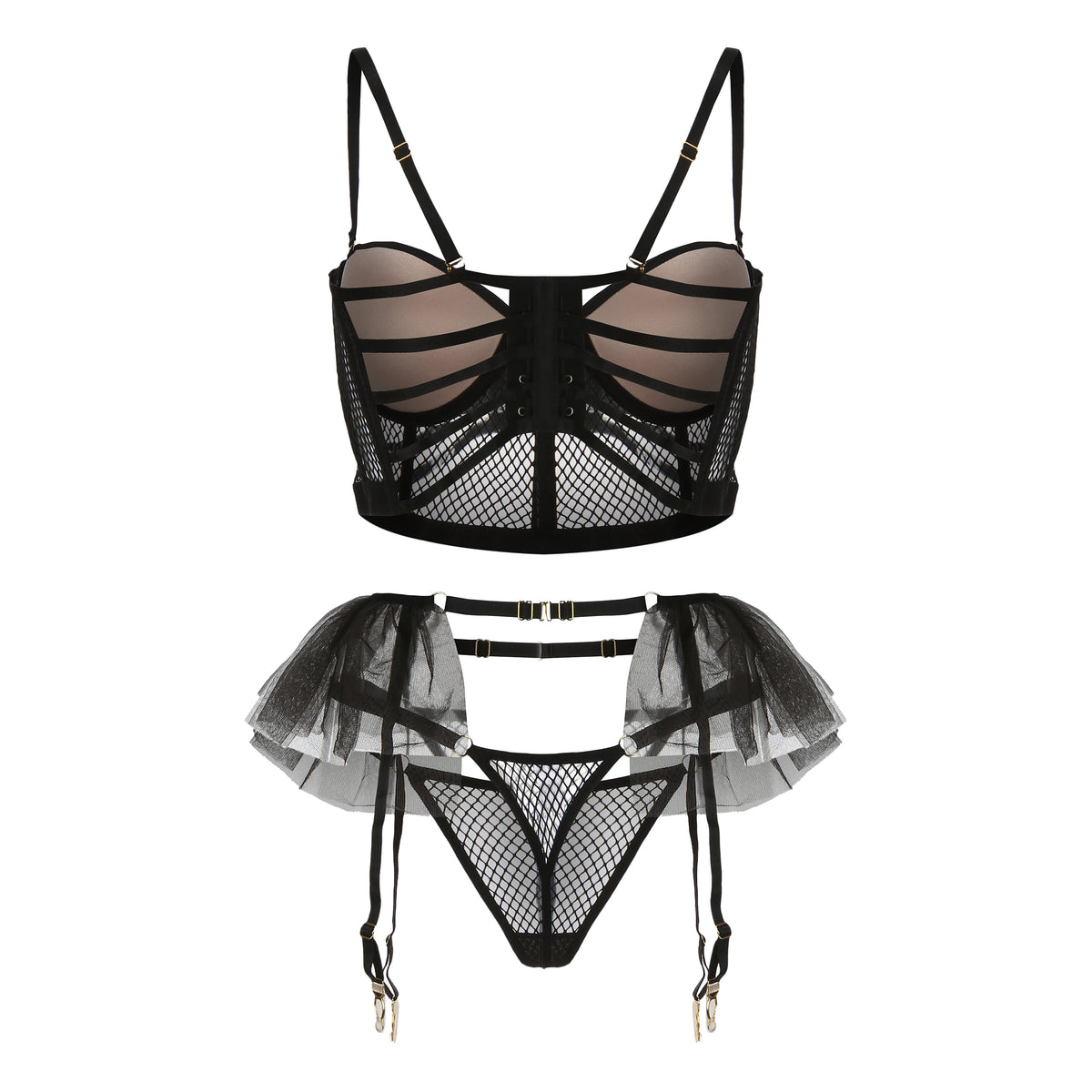 Tessa's Playful Mesh and Tutu Lingerie Set