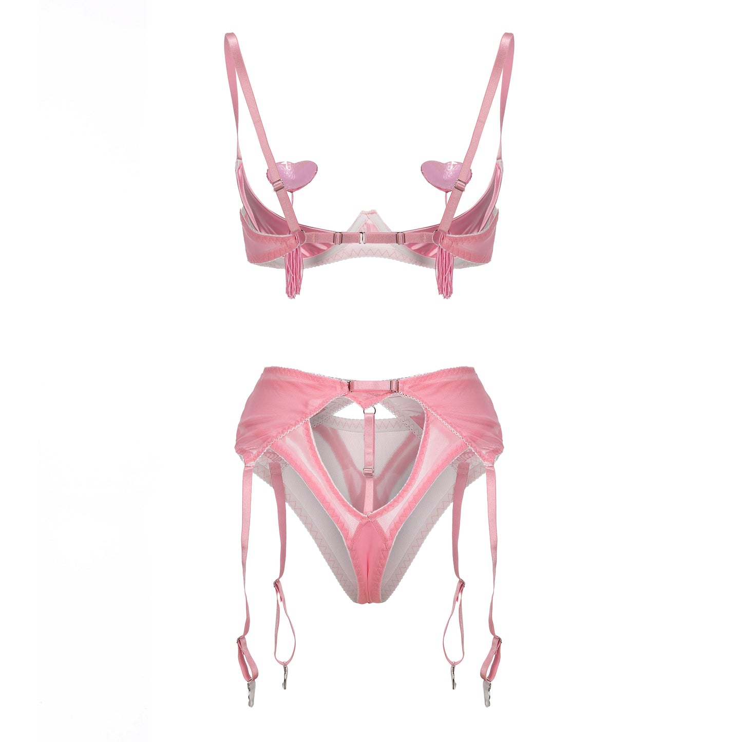 Blush Romance Revealed Lingerie Set with Shiny Nipple Covers