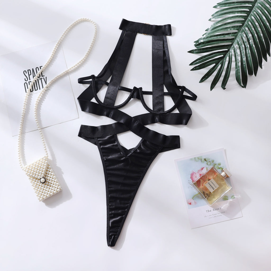 Siren Noir Seduction Bodysuit with Collar and Gloves