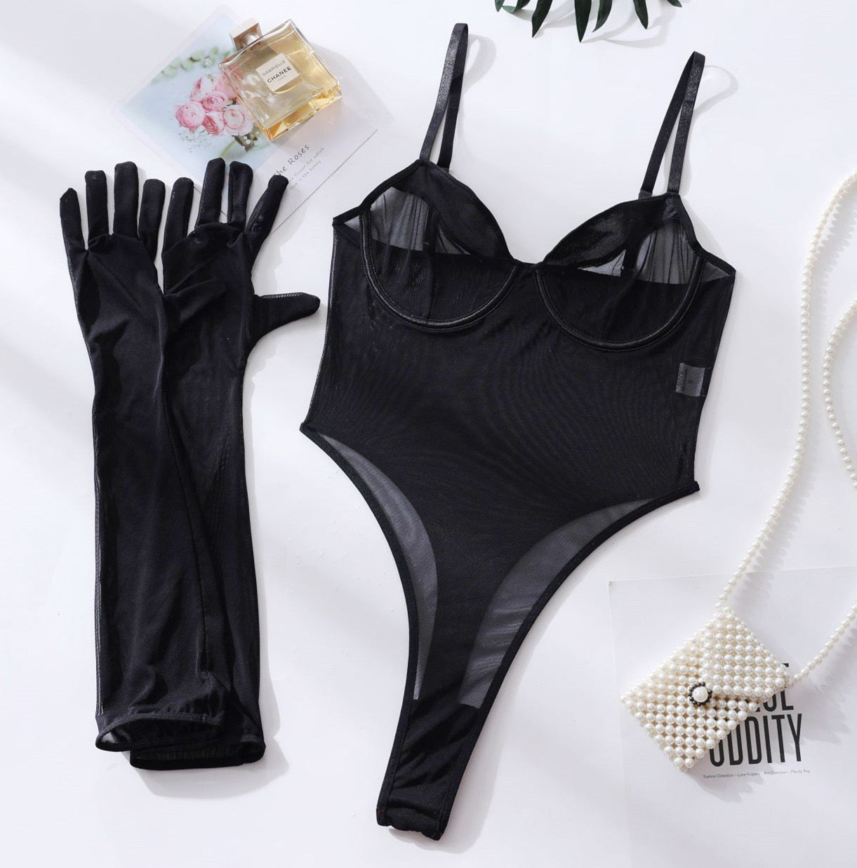 Athena Silky Bodysuit with Gloves