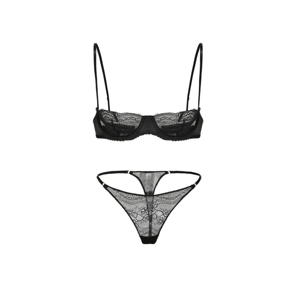 Midnight Temptation Black Lace Lingerie Set - EVYS Lingerie