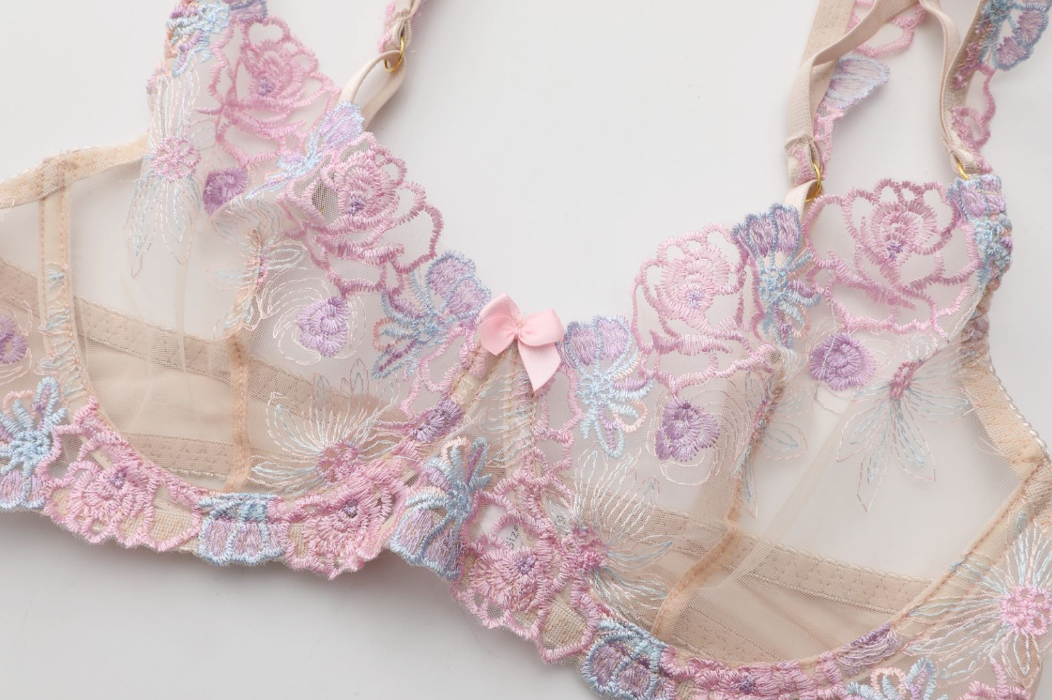 Blooming Romance Pastel Floral Lace Lingerie Set - EVYS Lingerie