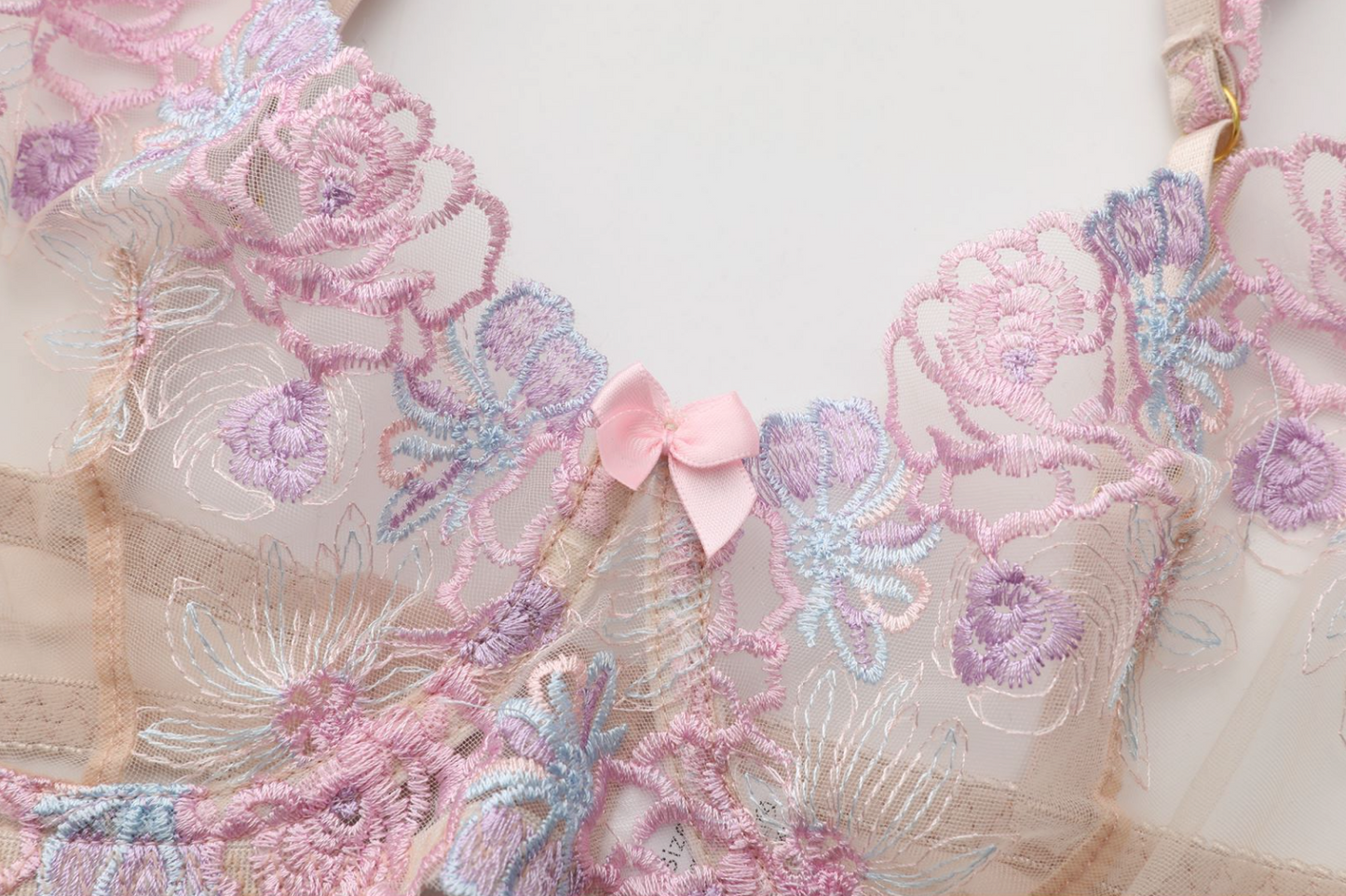 Blooming Romance Pastel Floral Lace Lingerie Set - EVYS Lingerie