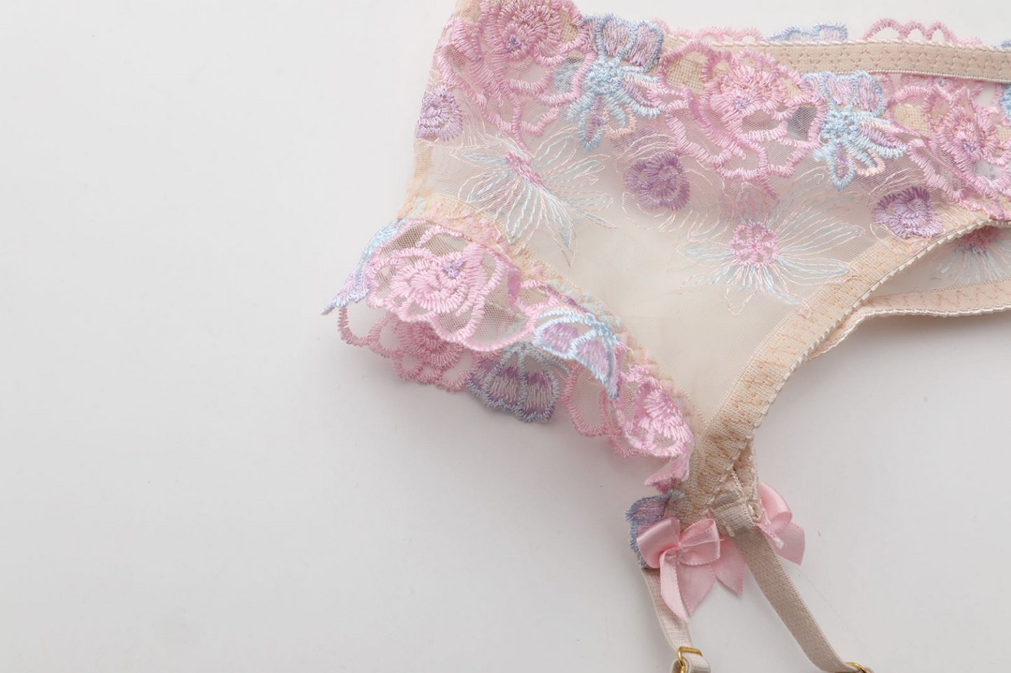 Blooming Romance Pastel Floral Lace Lingerie Set - EVYS Lingerie