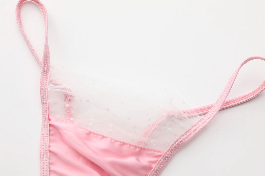 Silky Sweets Pink Polka Dot Lace Lingerie Set - EVYS Lingerie