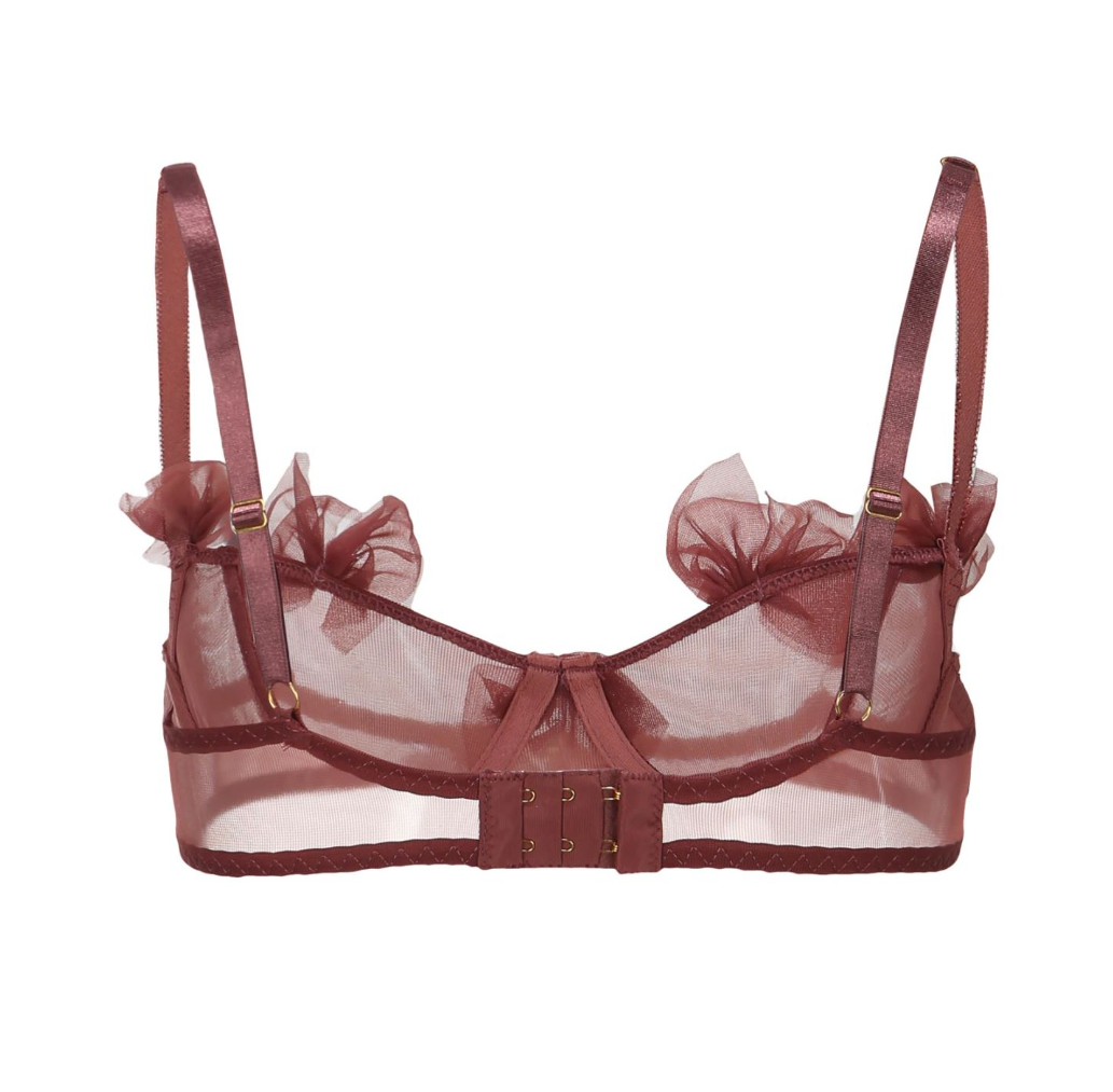 Burgundy Elegance Sheer Lace Bows Lingerie Set - EVYS Lingerie