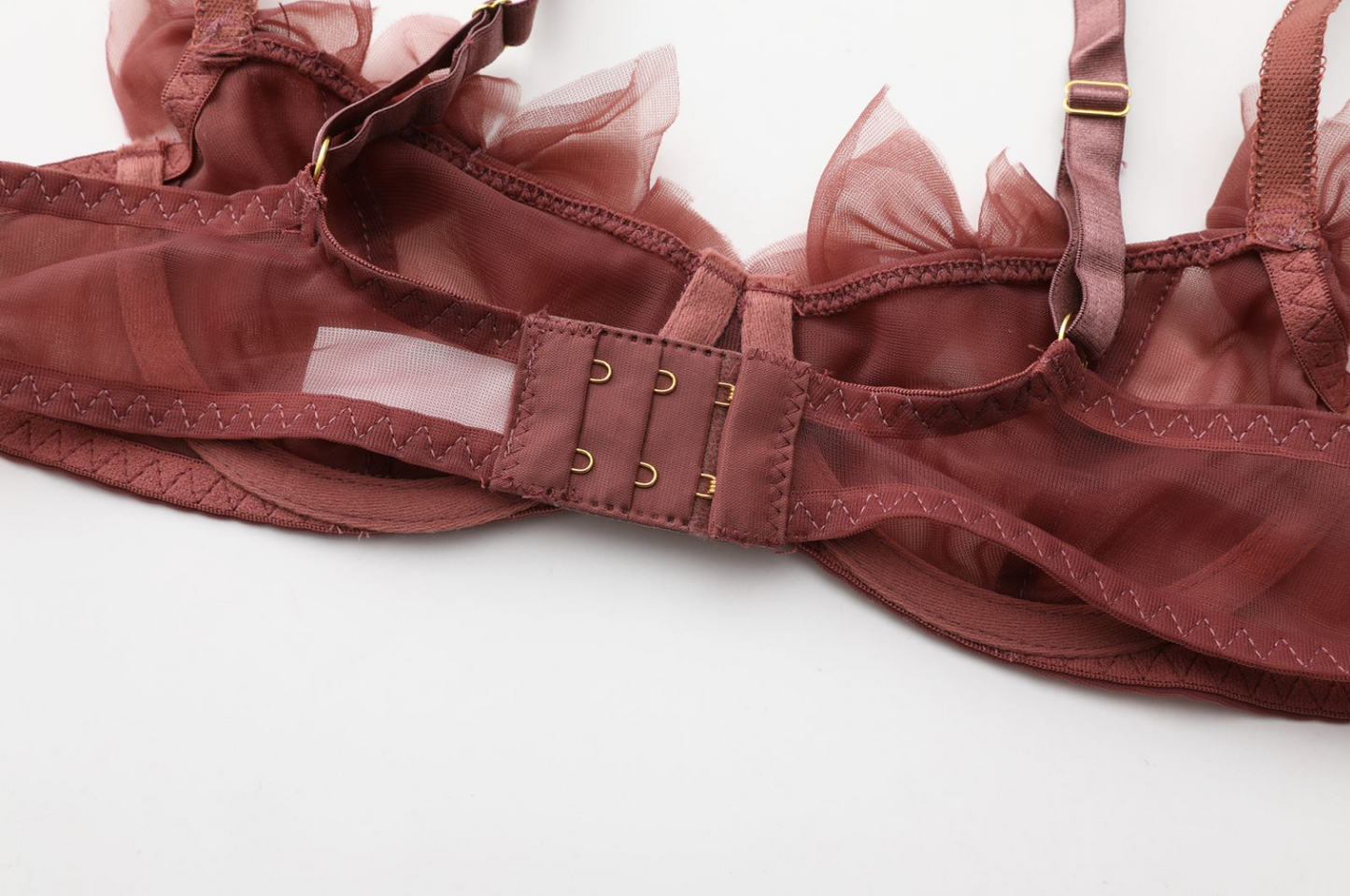 Burgundy Elegance Sheer Lace Bows Lingerie Set